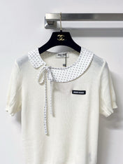 MIUMIU 26S SHORT-SLEEVE KNIT TOP 1454