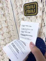 MIUMIU 26S OPEN-KNIT ZIP-UP CARDIGAN & SHORTS SET 1458