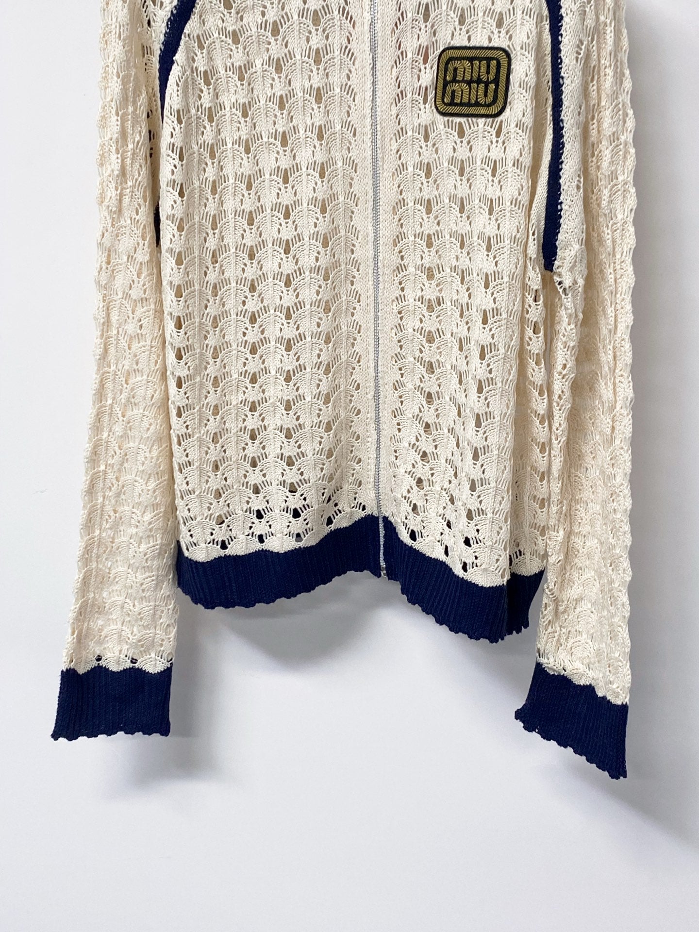 MIUMIU 26S OPEN-KNIT ZIP-UP CARDIGAN & SHORTS SET 1458