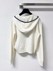 MIUMIU 26S ZIP-UP HOODED KNIT CARDIGAN 1462