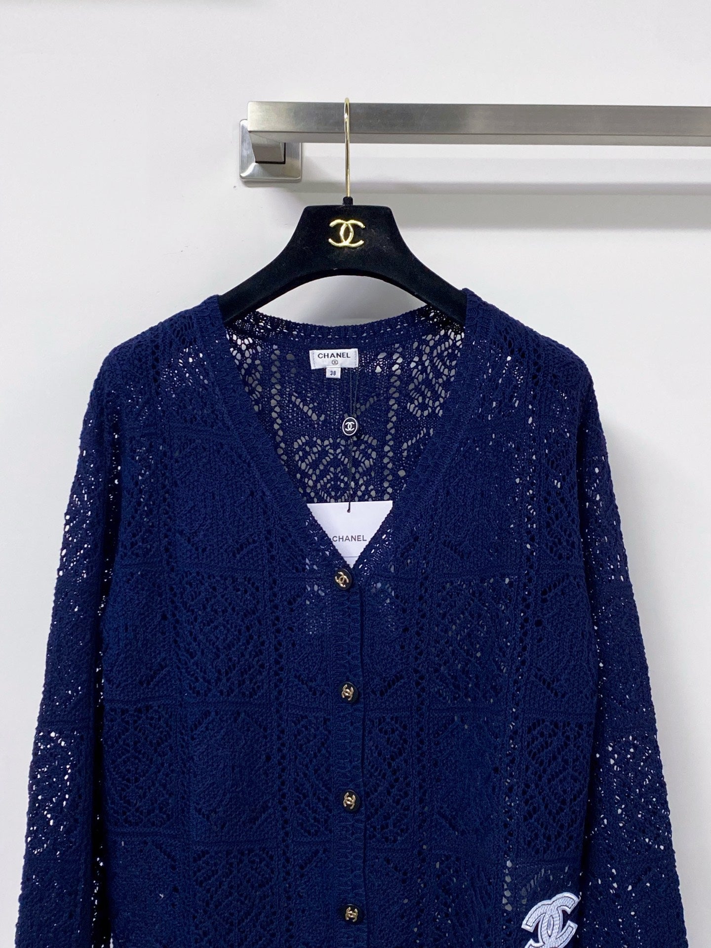 CHANEL 26S LACE KNIT V-NECK CARDIGAN 1524