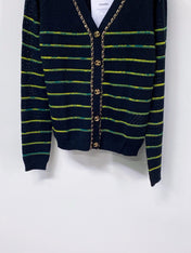 CHANEL 26S STRIPED V-NECK KNIT CARDIGAN 1520