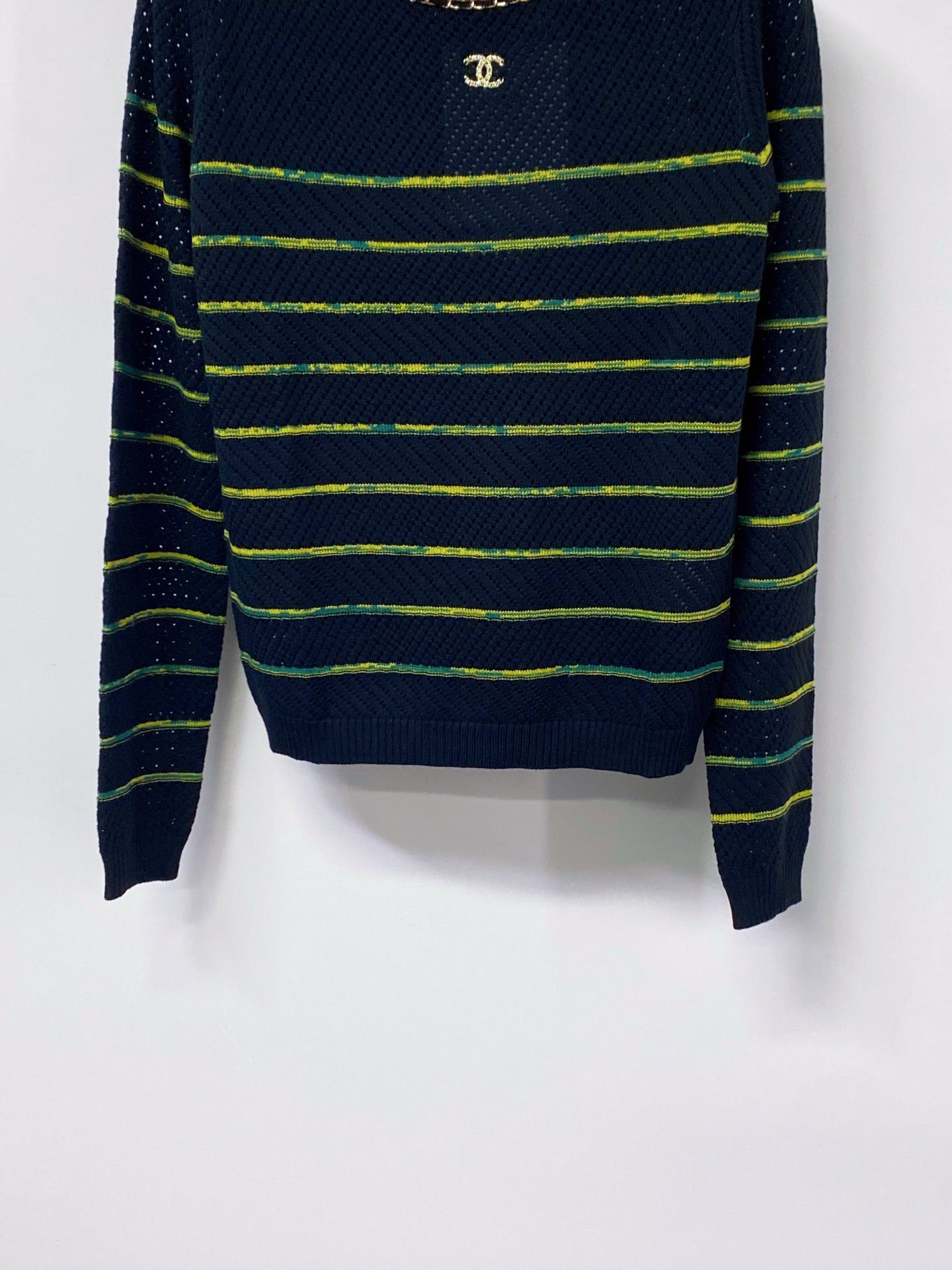 CHANEL 26S STRIPED CREWNECK KNIT SWEATER 1518