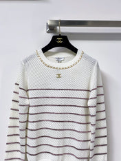 CHANEL 26S STRIPED CREWNECK KNIT SWEATER 1517