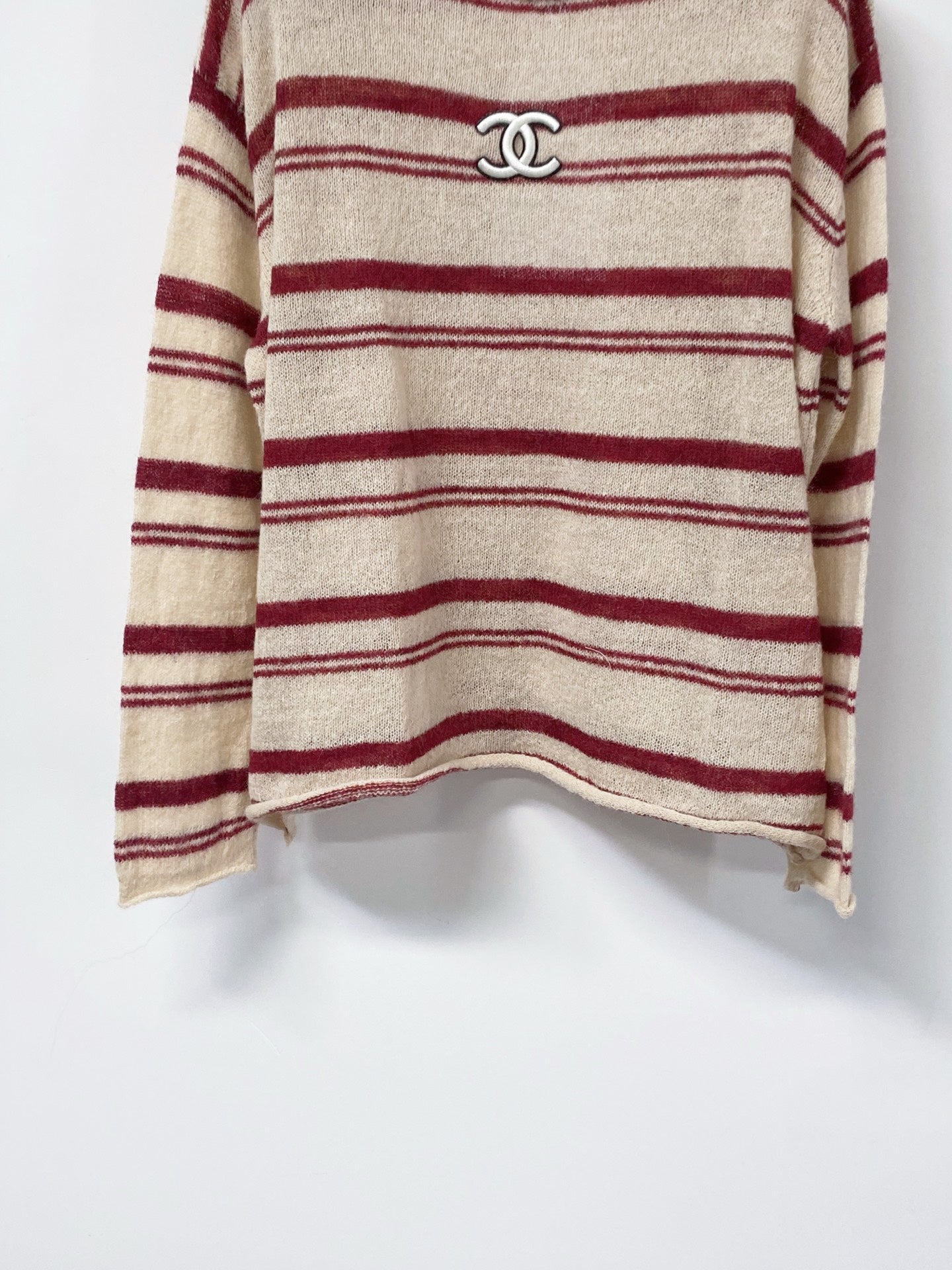 CHANEL 26S STRIPED CREWNECK KNIT SWEATER 1515
