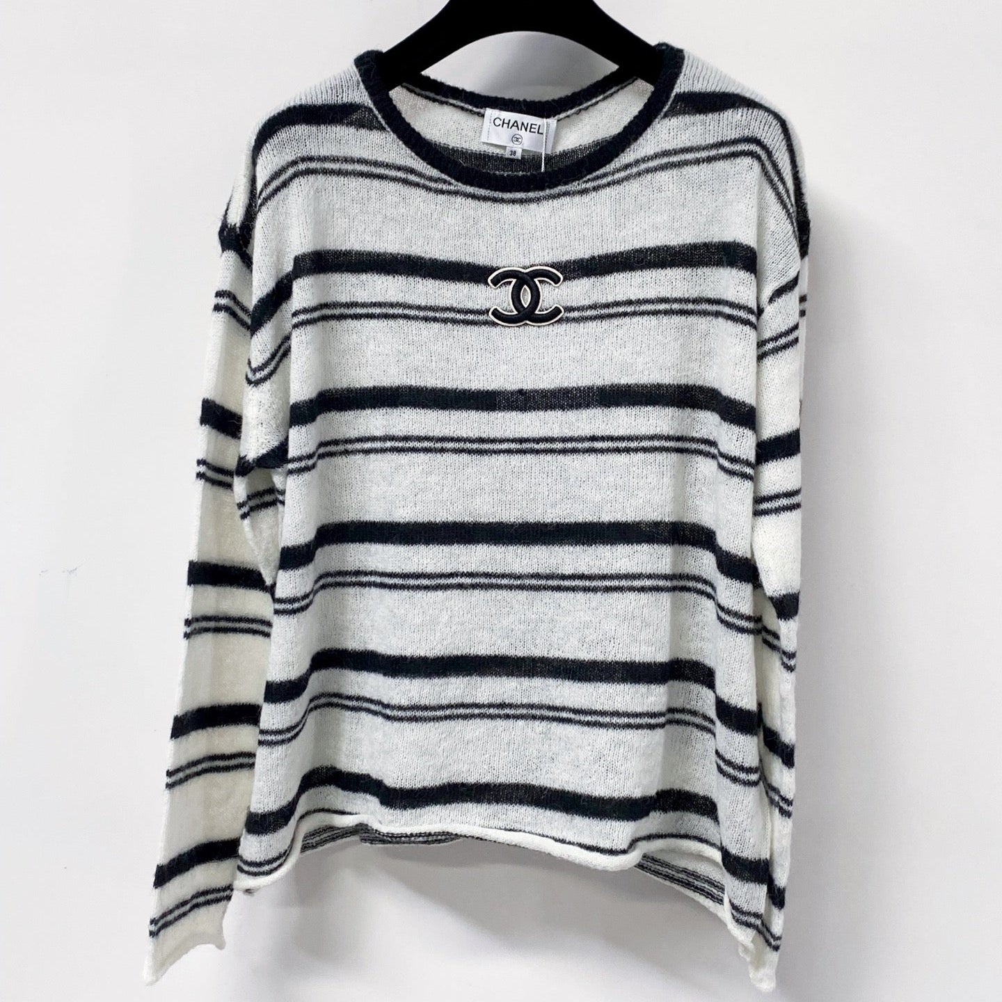 CHANEL 26S STRIPED CREWNECK KNIT SWEATER 1514
