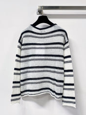 CHANEL 26S STRIPED CREWNECK KNIT SWEATER 1514