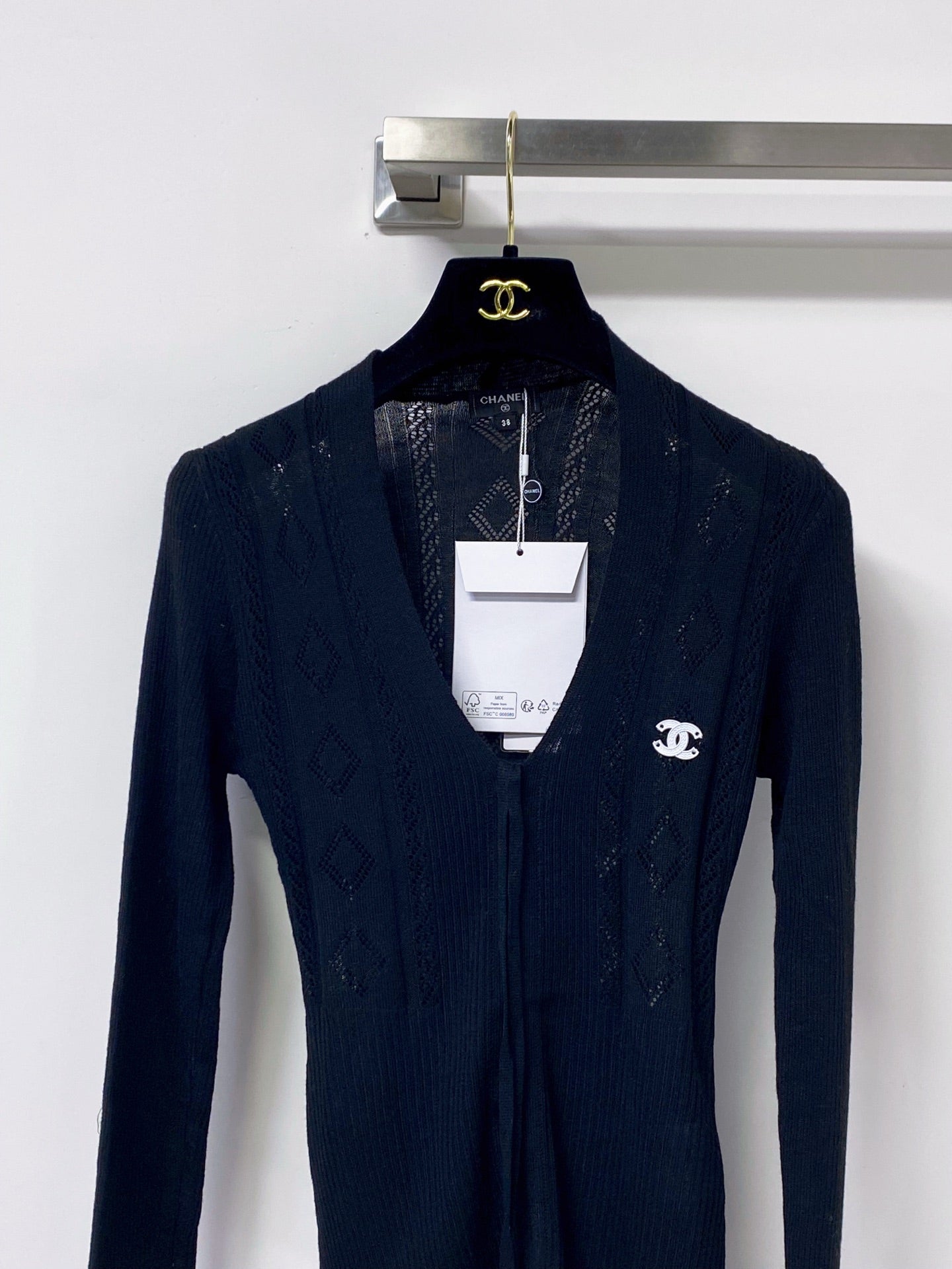 CHANEL 26S LACE-UP KNIT TOP 1503