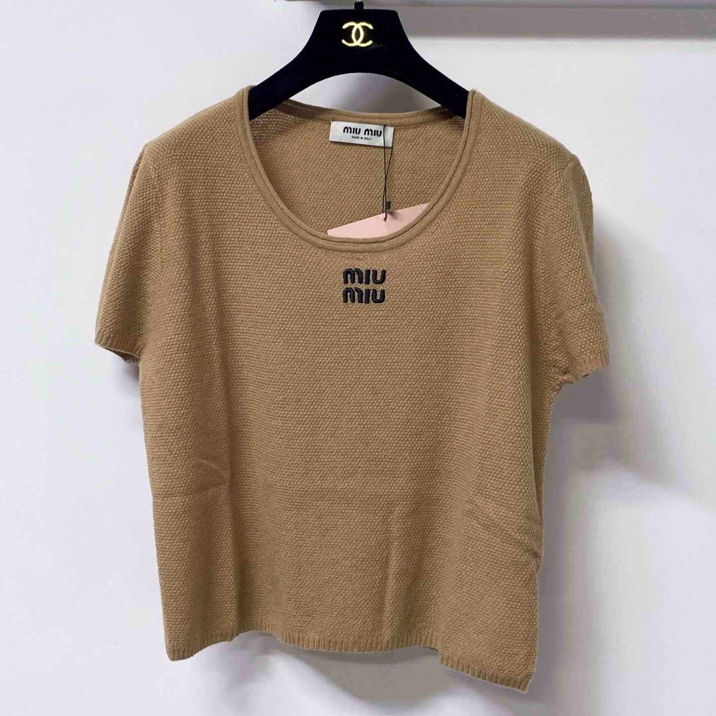MIUMIU 26S SHORT-SLEEVE KNIT TOP 1289