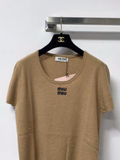 MIUMIU 26S SHORT-SLEEVE KNIT TOP 1289