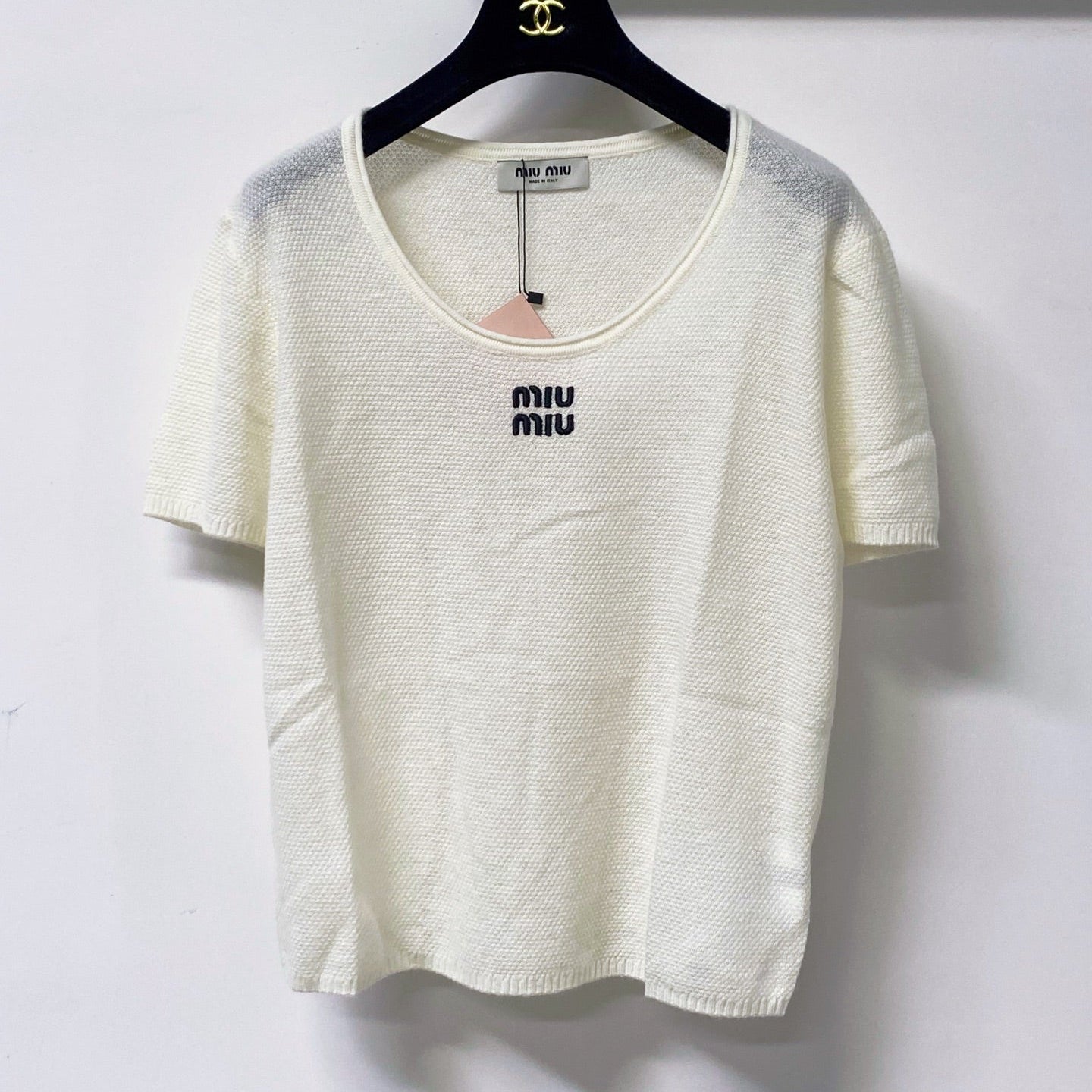 MIUMIU 26S SHORT-SLEEVE KNIT TOP 1288