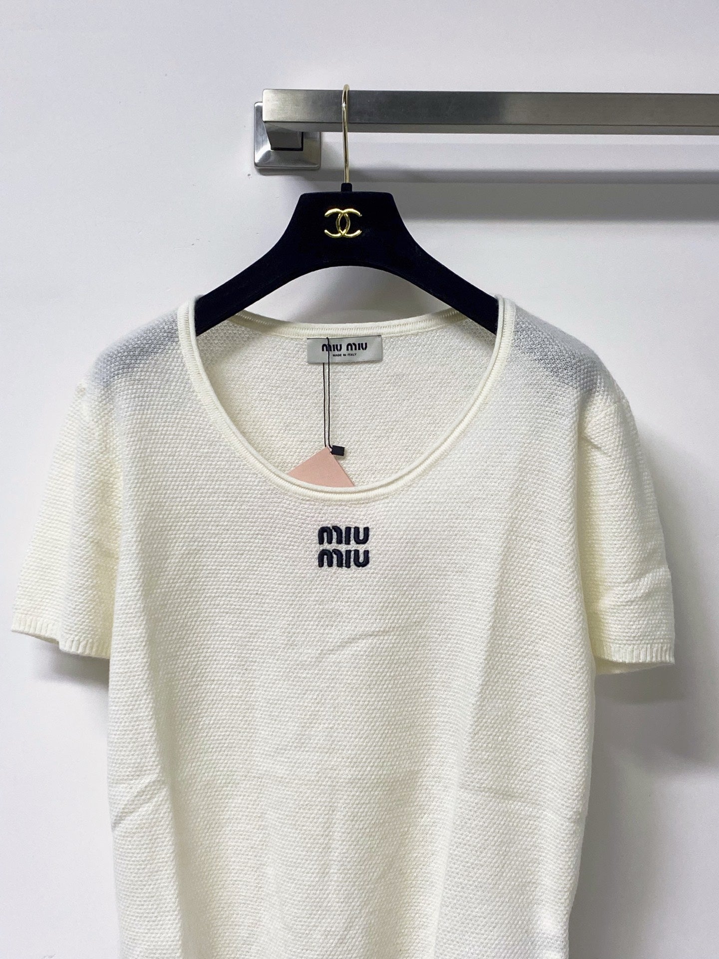 MIUMIU 26S SHORT-SLEEVE KNIT TOP 1288