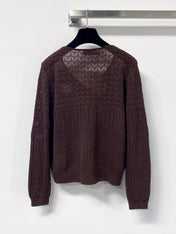 MIUMIU 26S V-NECK OPENWORK KNIT CARDIGAN 1290