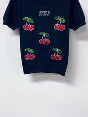 MIUMIU 26S SHORT-SLEEVE KNIT TOP 1291