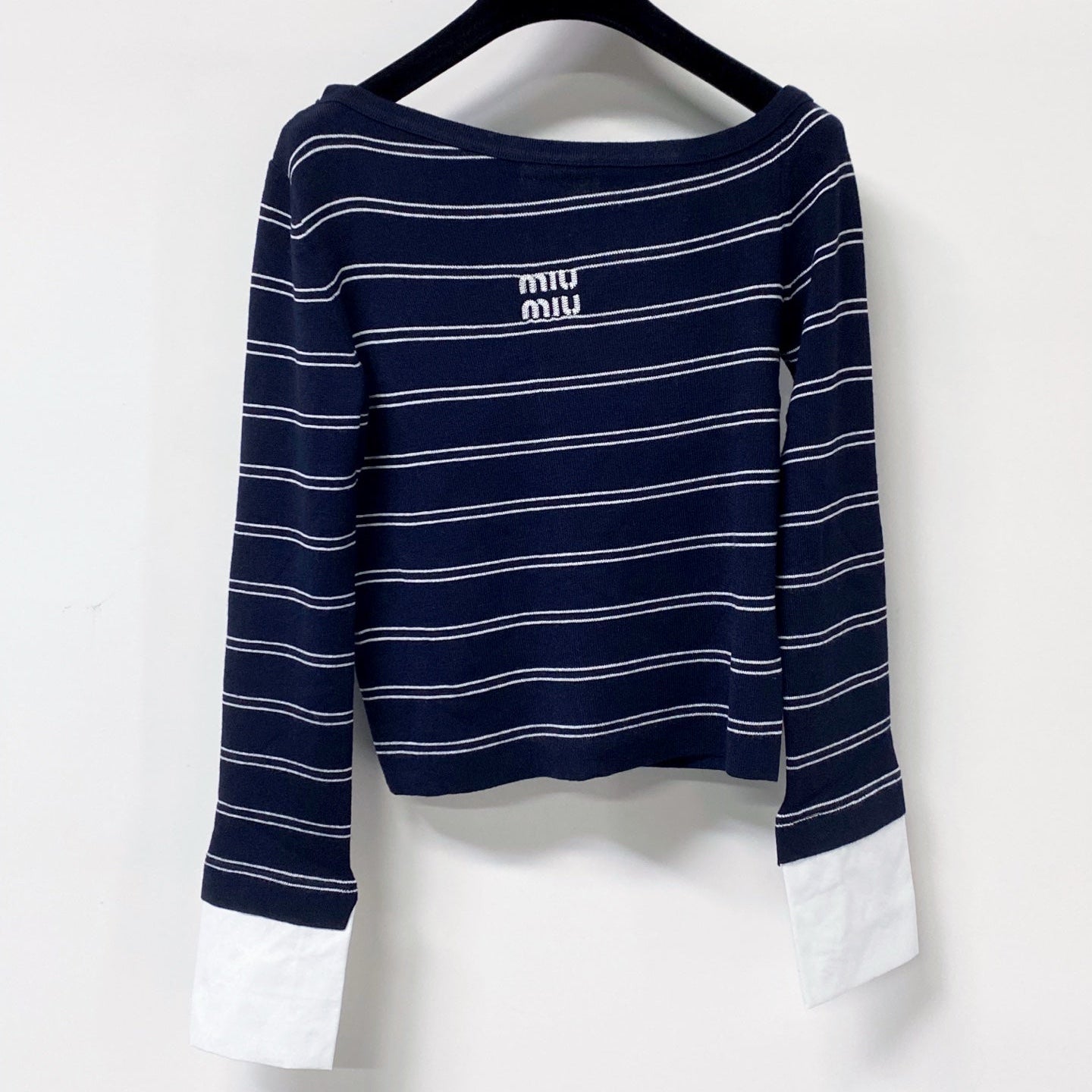MIUMIU 26S STRIPED BOAT-NECK KNIT TOP 1259