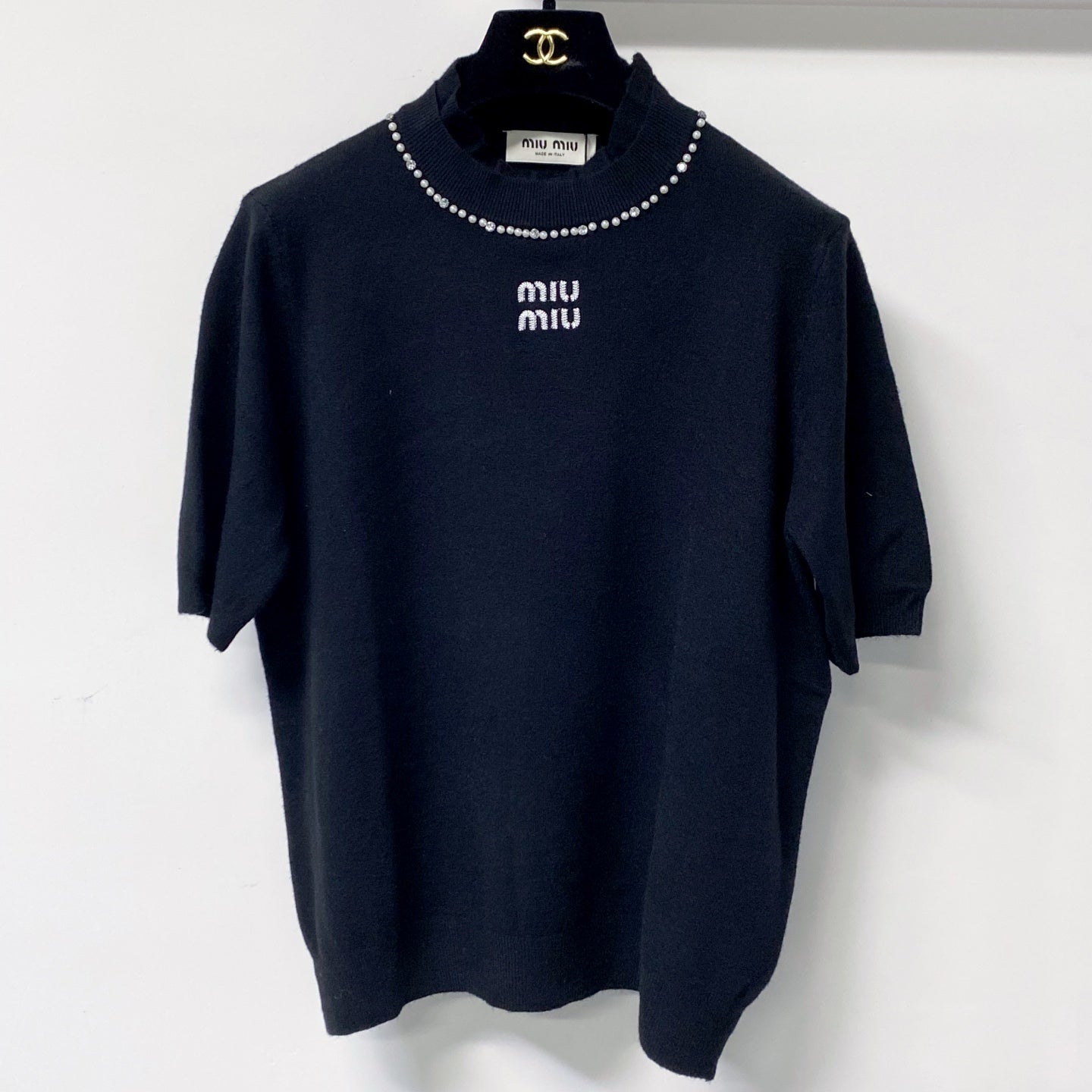 MIUMIU 26S SHORT-SLEEVE KNIT TOP 1424