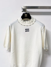 MIUMIU 26S SHORT-SLEEVE KNIT TOP 1423