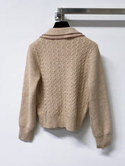 MIUMIU 26S CABLE-KNIT POLO SWEATER 1403