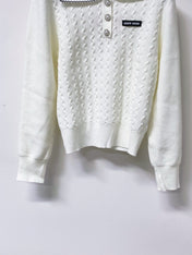 MIUMIU 26S CABLE-KNIT POLO SWEATER 1402