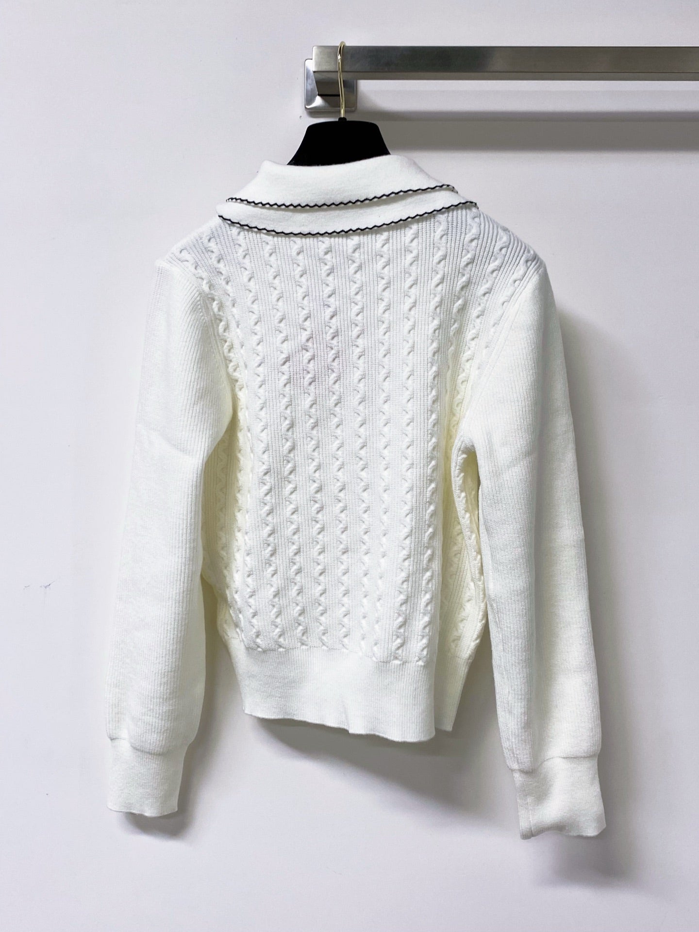 MIUMIU 26S CABLE-KNIT POLO SWEATER 1402