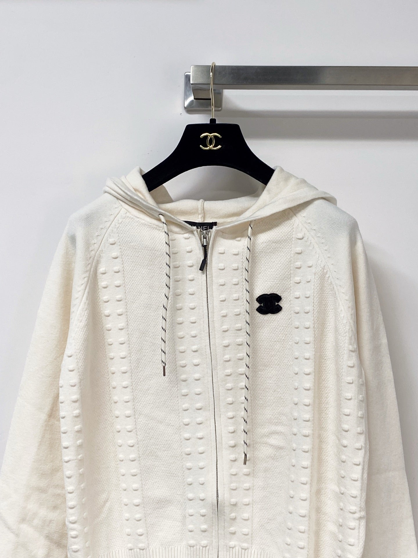 CHANEL 26S KNIT ZIP-UP HOODED CARDIGAN 1767