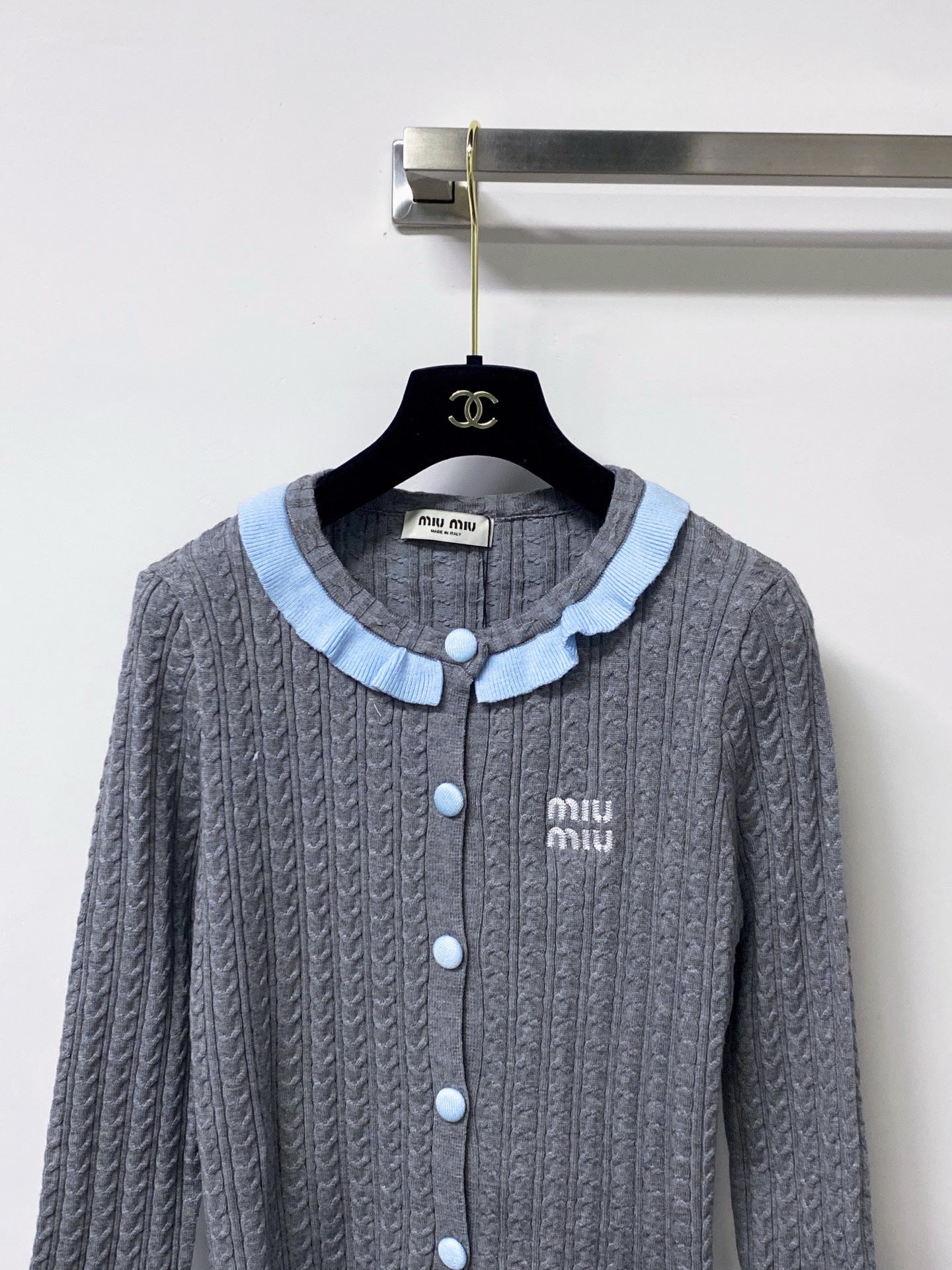 MIUMIU 26S KNIT RUFFLED CARDIGAN 1490