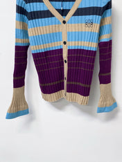 LOEWE 26S V-NECK RIBBED KNIT CARDIGAN 666