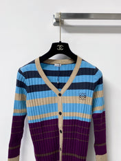 LOEWE 26S V-NECK RIBBED KNIT CARDIGAN 666