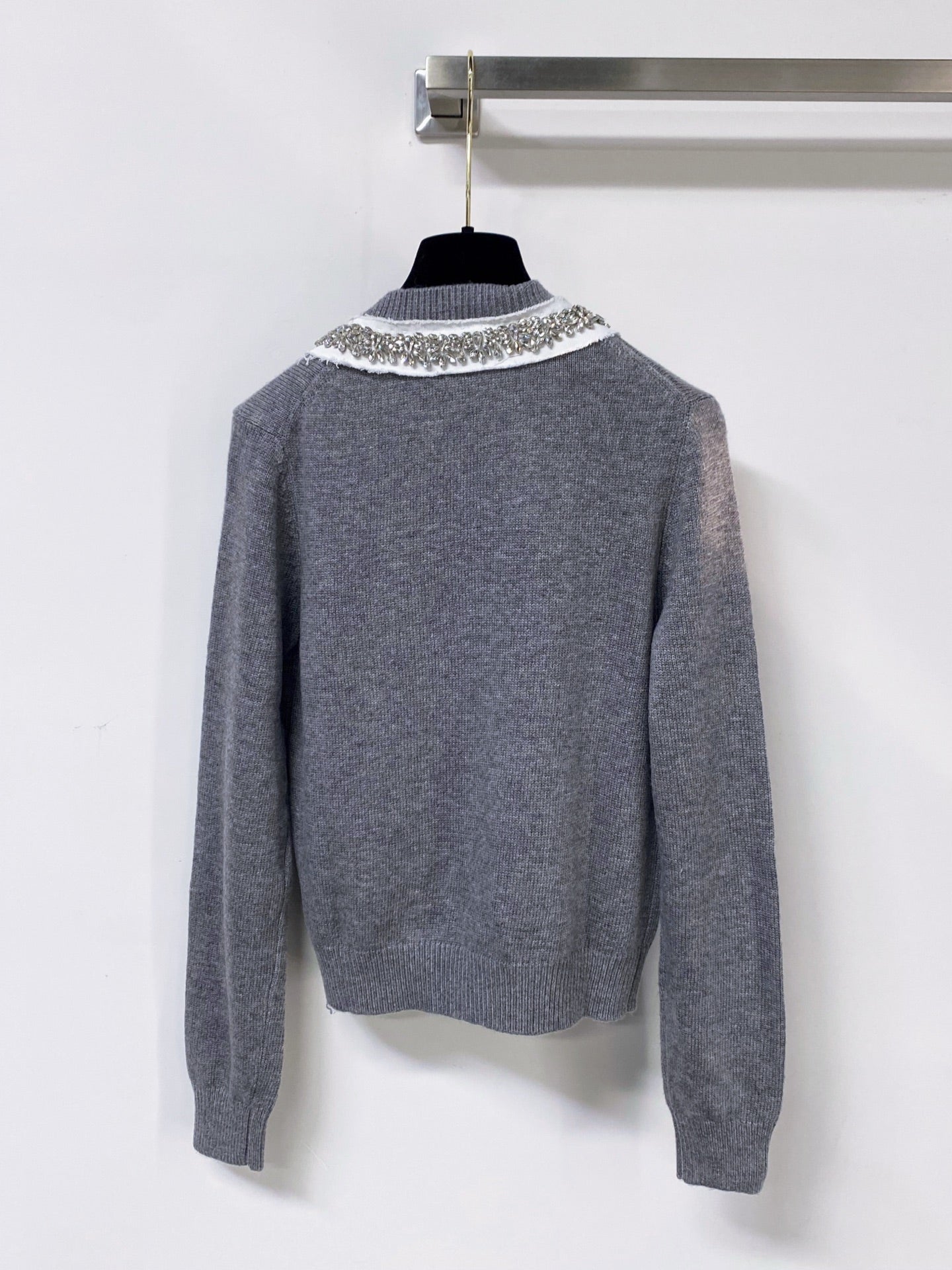 PRADA 26S LACE-COLLAR KNIT CARDIGAN 1307