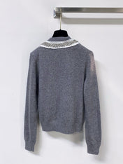 PRADA 26S LACE-COLLAR KNIT CARDIGAN 1307