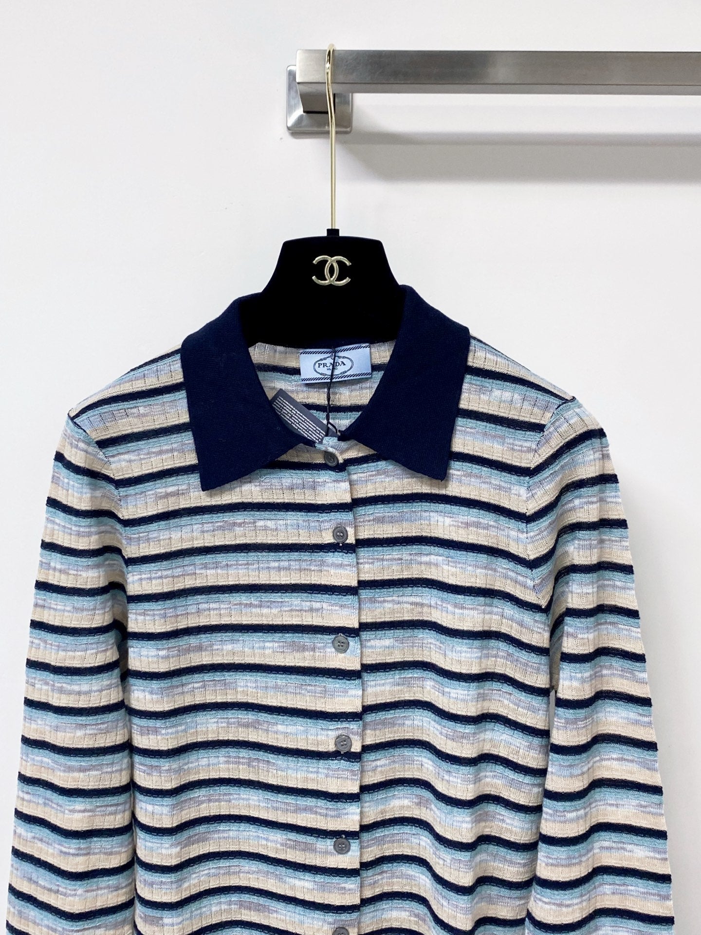 PRADA 26S POLO-COLLAR KNIT CARDIGAN 1295