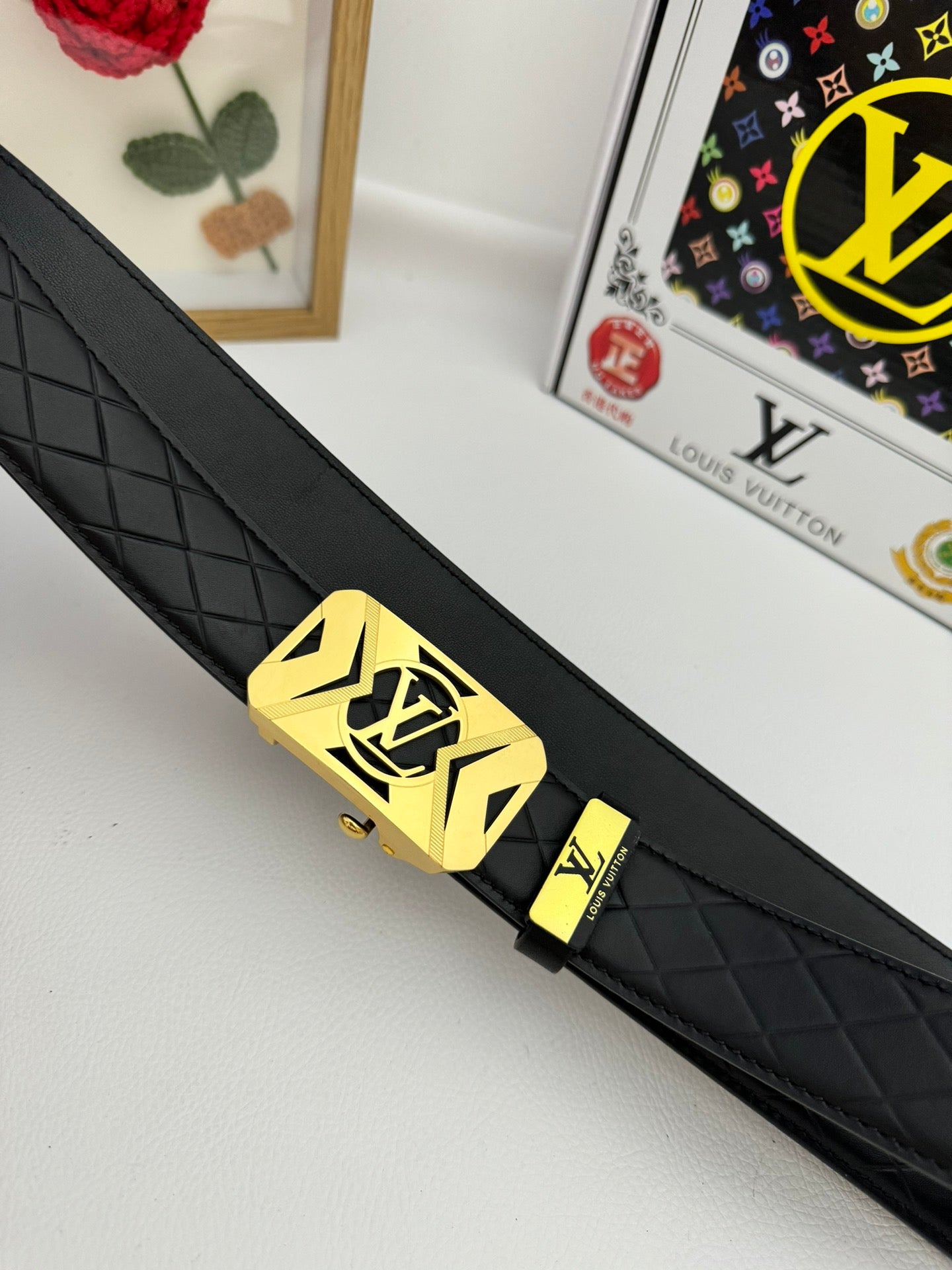 LV 25S BELT 35 MM IN BLACK CALFSKIN 593219