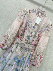 ZIMMER FLORAL DRESS WITH STAND COLLAR AND BELT 269180