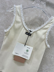 MIUMIU KNIT TANK TOP WITH RUFFLED TRIM 275104
