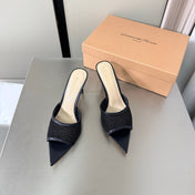 GIANVITO ROSSI 26S POINTED-TOE SANDALS 90 MM IN BLACK LAMBSKIN