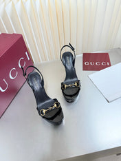 GUCCI 26S SLINGBACK PUMP 105 MM IN BLACK GLOSSY CALFSKIN