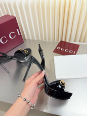 GUCCI 26S SLINGBACK PUMP 105 MM IN BLACK GLOSSY CALFSKIN