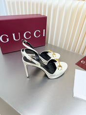 GUCCI 26S SLINGBACK PUMP 105 MM IN CREAM WHITE CALFSKIN