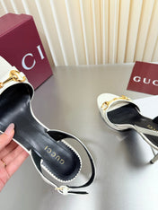 GUCCI 26S SLINGBACK PUMP 105 MM IN CREAM WHITE CALFSKIN