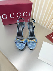GUCCI 26S SLINGBACK PUMP 105 MM IN BLUE DENIM