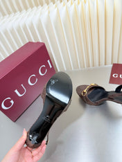 GUCCI 26S SLINGBACK PUMP 105 MM IN DARK BROWN GG CANVAS