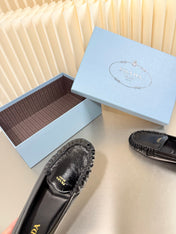 PRADA 26S CLASSIC LOAFERS IN BLACK LAMBSKIN