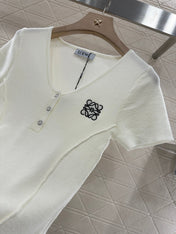 Loewe 25 T-Shirt V-Neck White Cotton