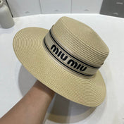 MIUMIU 26S STRAW BOATER HAT IN BEIGE 343685
