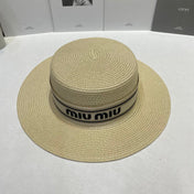 MIUMIU 26S STRAW BOATER HAT IN BEIGE 343685