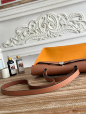ZIP CABINE 31 BAG IN APRICOT ORANGE CANVAS AND BRONZE BROWN CALFSKIN