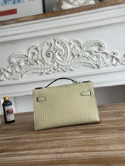 HM 26S KELLY MINI 22MM IN BEIGE CROC EMBOSSED CALFSKIN SILVER KELLY BUCKLE