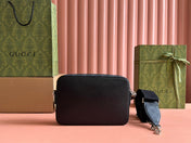 SMALL CROSSBODY BAG 24 WITH TAG IN BLACK CALFSKIN AND CANVAS TRIM