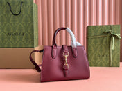 SMALL JACKIE TOTE 24 IN BURGUNDY LAMBSKIN