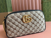 MARMONT MEDIUM SHOULDER BAG 24 IN BEIGE AND BROWN GG CANVAS BLACK CALFSKIN